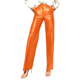 Pantalones vaqueros encerados de pierna ancha para mujer